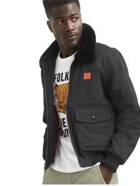 GAP x GQ Kinfolk Bomber Jacket Mens MED Black Streetwear Edgy Work Winter Coat
